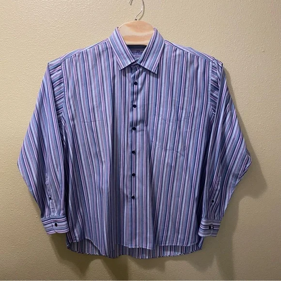 alan flusser dress shirts Alan Flusser Long Sleeve Button up Dress Shirt Men's L Cotton EUC